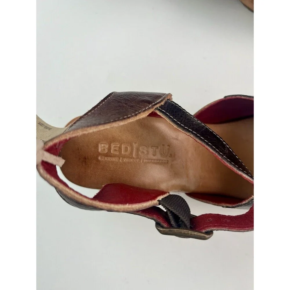 Bed Stu Jetsetter Wooden Clog Sandals 8 Cold Brew Rustic Leather Boho Platform